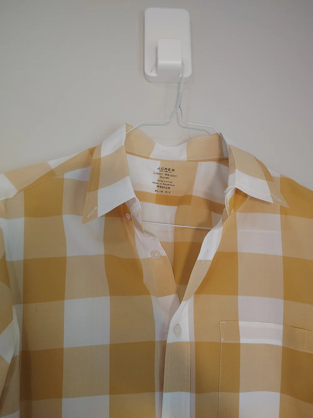 J. Crew Yellow and White Buffalo Check Dress Shirt Slim Fit